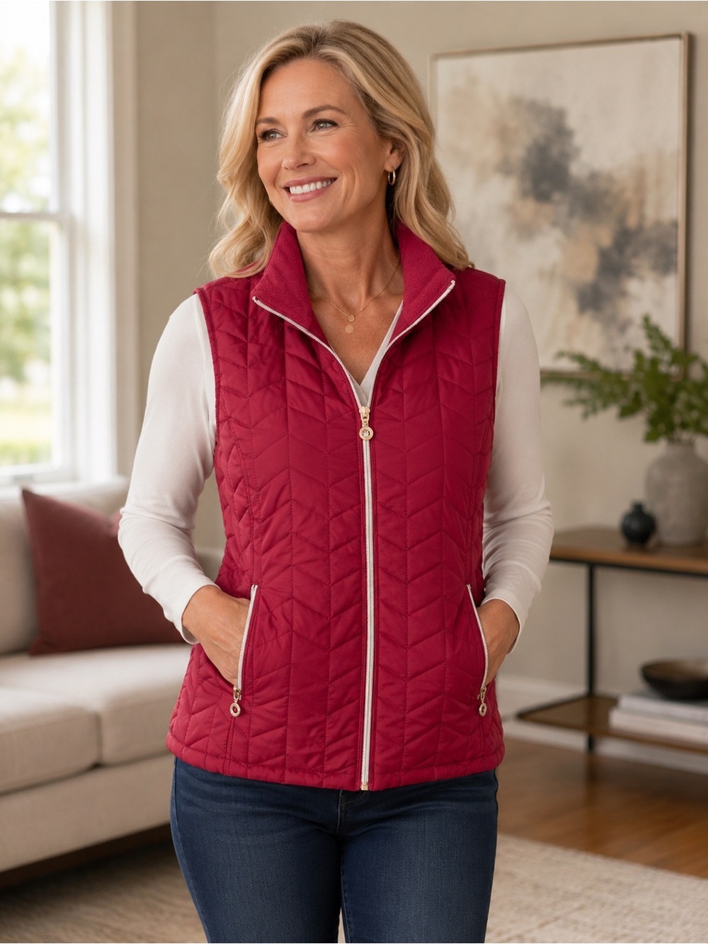 Marc New York Pink Quilted Vest Sz M